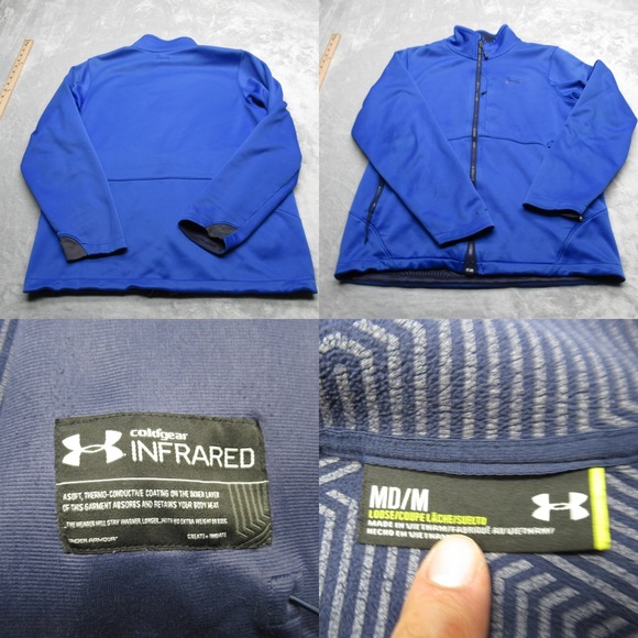 Under Armour Jacket Men Medium Blue SoftShell ColdGear Infrared Storm 2 Full Zip - Picture 1 of 16